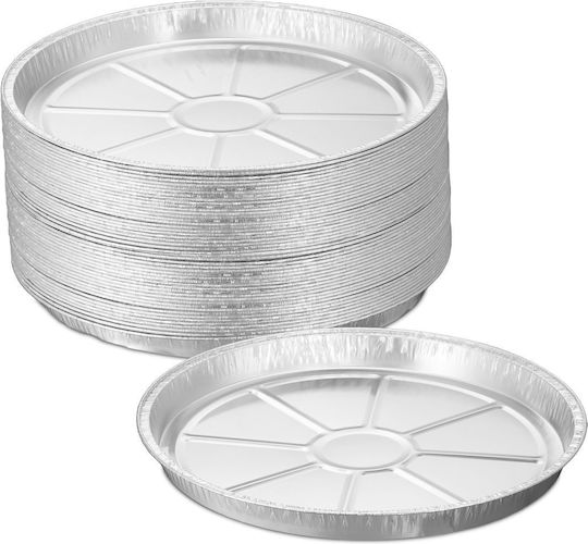 Relaxdays Set Tăvi Rotunde Din Aluminiu 50 Argintii 2.5x27.5x27.5 Cm