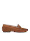 Leather Women's Moccasins In Tabac Brown Color
