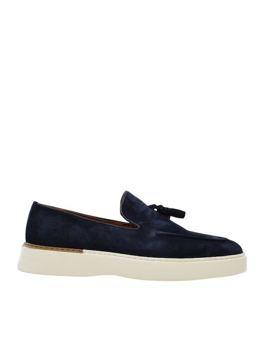 Boss Shoes Suede Ανδρικά Μοκασίνια σε Μπλε Χρώμα