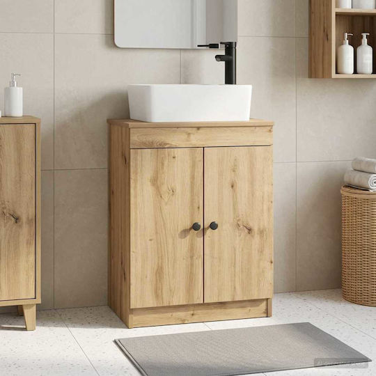 vidaXL Πάγκος με Νιπτήρα & Καθρέπτη Μ54xΒ35xΥ83cm Καφέ