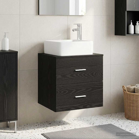 vidaXL Плот със Смесител М53xД34.5xВ63cm Черен Дъб
