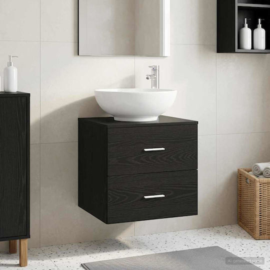 vidaXL Badezimmer Waschtisch-Einheit M49.5xB44.5xH66.5cm Schwarze Eiche