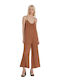 Damen Leinen Jumpsuit Cashew