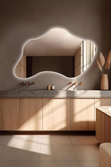 SteweHome STE-009982-V9776-129796 Wandspiegel Asymmetrischer Weißer & LED Beleuchtung 75x45cm SteweHome STE-009982-V9776-129796 Wandspiegel Asymmetrischer Weißer & LED Beleuchtung 75x45cm