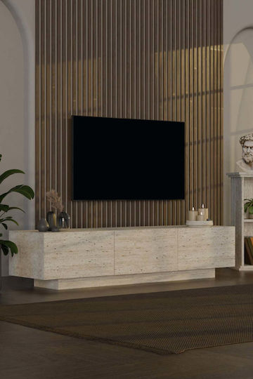 Floor-Standing TV Stand with Ecru LED Lighting 130x30x45 cm