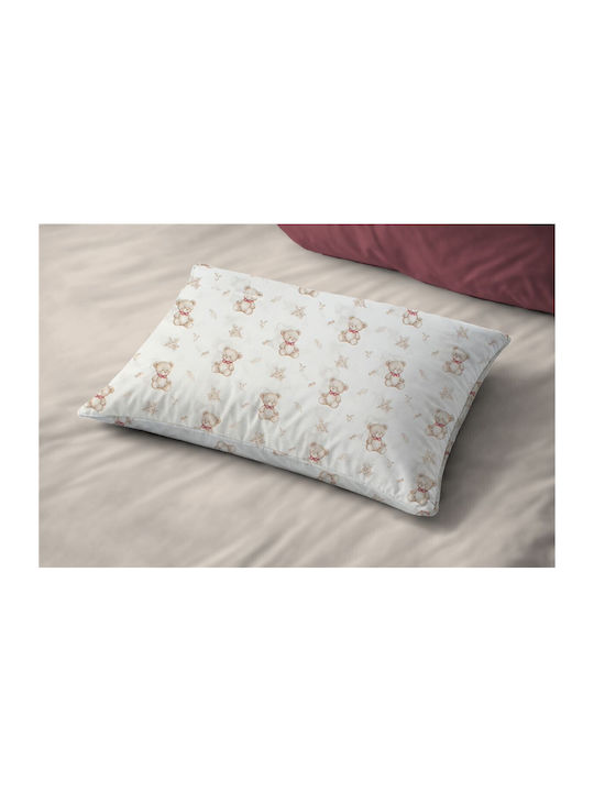 Dimcol Bear Baby Pillowcase Made of 100% Cotton White-Beige 45x35cm