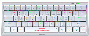 Marvo 61R Гейминг Механична Клавиатура 60% с Custom Red Суичове и RGB Осветление (Английски US) Бяла