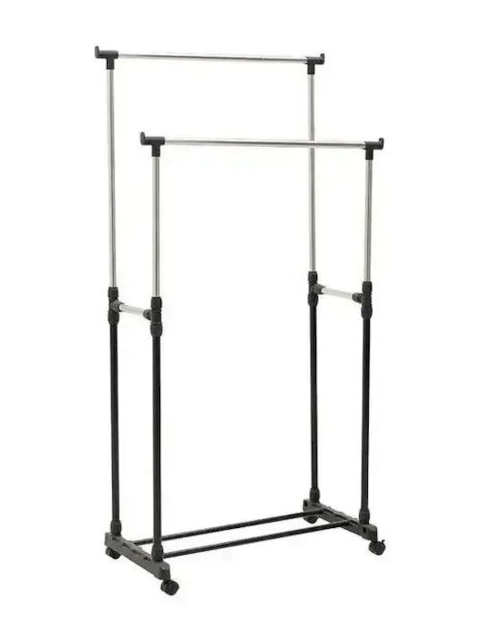 Търкаляща Се Метална Сгъваема Черна Стояща Закачалка 80x41x93cm