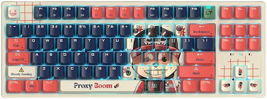 A4Tech Blody AT87 Tastatură Gaming Optică Tenkeyless cu Comutatoare Alpha Optical și Taste Iluminate (Engleză SUA) Multicolor