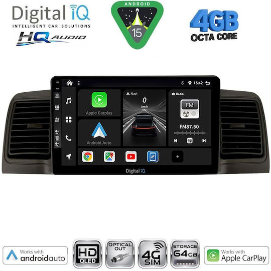 Digital IQ Auto-Audiosystem für Toyota Korolla 2001-2006 (Bluetooth/USB/Eingebautes Wi-Fi / 3G/GPS/Apple CarPlay/Android Auto) mit Touchscreen 9"