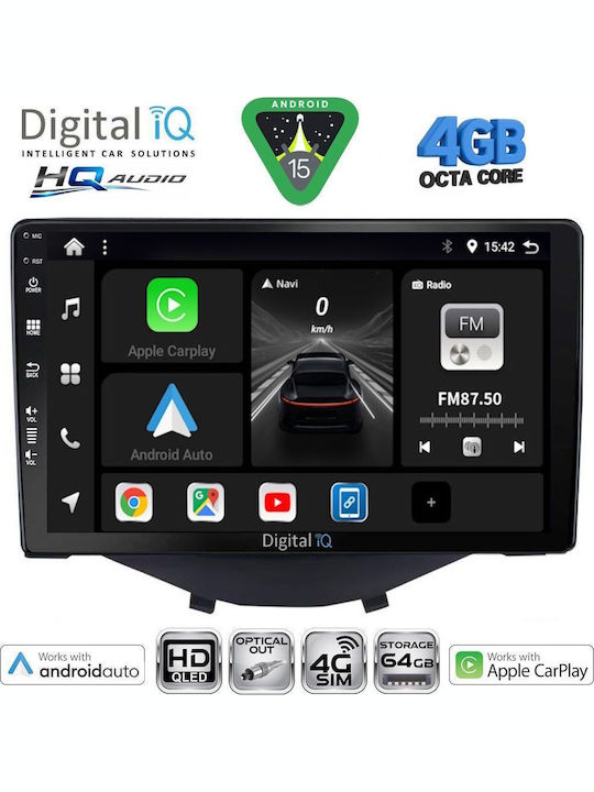 Digital IQ Car Audio System for Toyota Aygo 2014-2022 Bluetooth USB WiFi GPS Apple CarPlay Android Auto with 9" Touch Screen