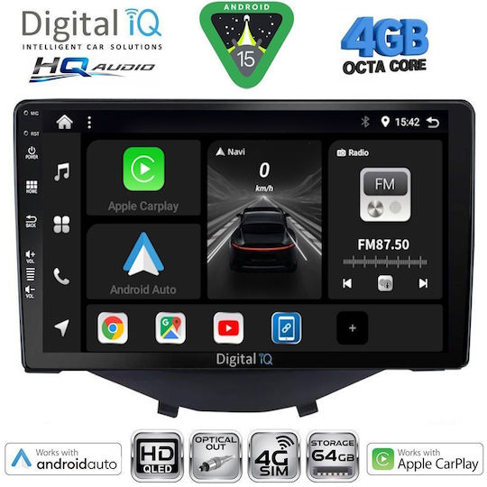 Digital IQ Ηχοσύστημα Αυτοκινήτου για Toyota Aygo 2014-2022 (Bluetooth/USB/WiFi/GPS/Apple-Carplay/Android-Auto) με Οθόνη Αφής 9"