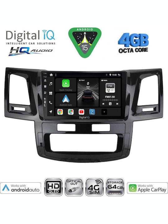 Digital IQ Car Audio System for Toyota Hilux 2005-2016 with A/C Bluetooth USB WiFi GPS Apple CarPlay Android Auto with 9" Touch Screen