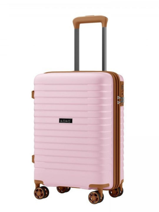 Miss Lulu Cabin Hard Travel Suitcase Pink and Brown Height 55cm