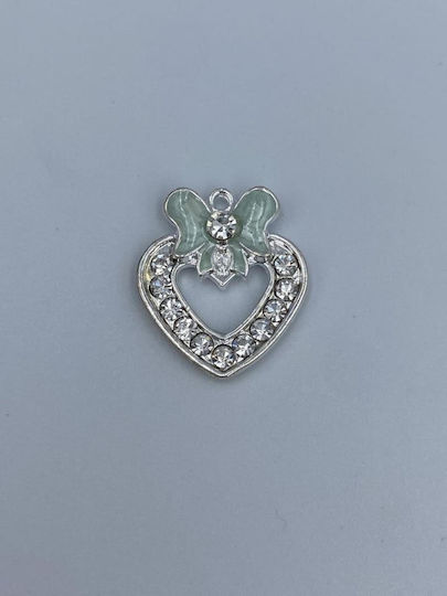 Διακοσμητικη Καρδια Φιογκο Πρασινο Strass 2,5cm Υψος Ανά Σετ 100 Τμχ