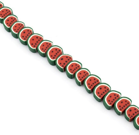 Fimo Pepene 6x8mm 40 Bucăți/Șnur Roșu Verde Pachet 2 Șnururi