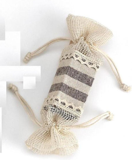 Wedding Favor Fabric Pouch Candy Brown Striped 3x3x14 Per Set 12 Pieces