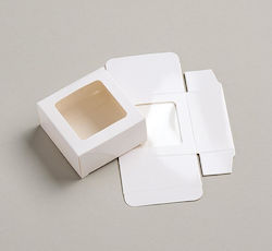 Wedding Favor Square Box White Paper Transparent 8x8x4cm Per Set 50 Pieces