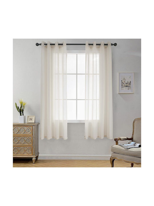 Cucraf Set Perdele Fereastra Cu Capse Bej 140x160cm