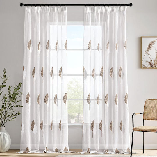 Miulee Σετ Κουρτίνες Συσκότισης με Τρέσα White 140x260εκ.