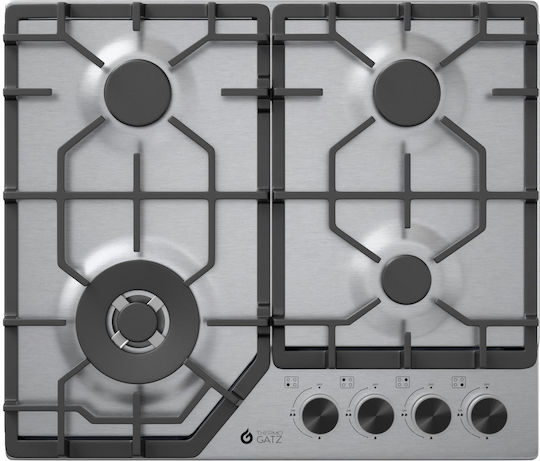 Thermogatz TGC 6014 IX Natural Gas Autonomous Cooktop Inox 58x50cm Silver