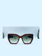 Monte Napoleone Women's Sunglasses with Burgundy Frame and Green Lens MN14163