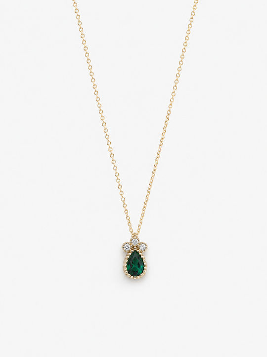 Ioannis Kosmima Necklace From 9 K Gold With Green Zircon