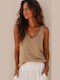 Women's Blouse with V-Neckline Gold
