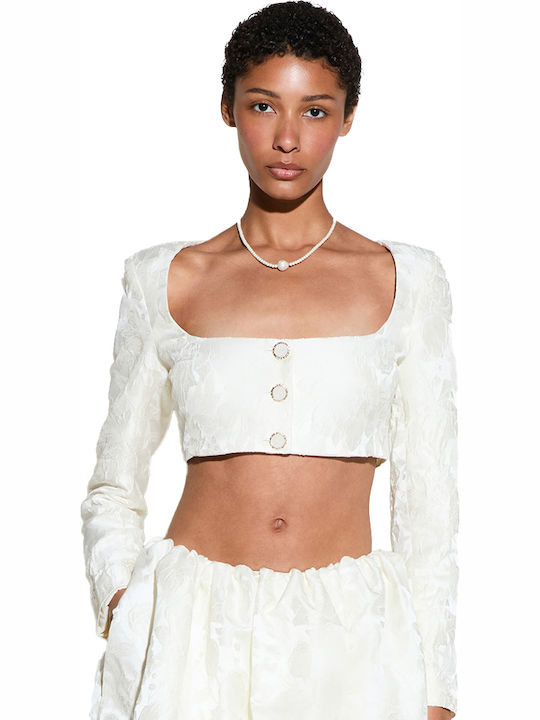 Γυναικείο Crop Top Μακρυμάνικο Λευκό