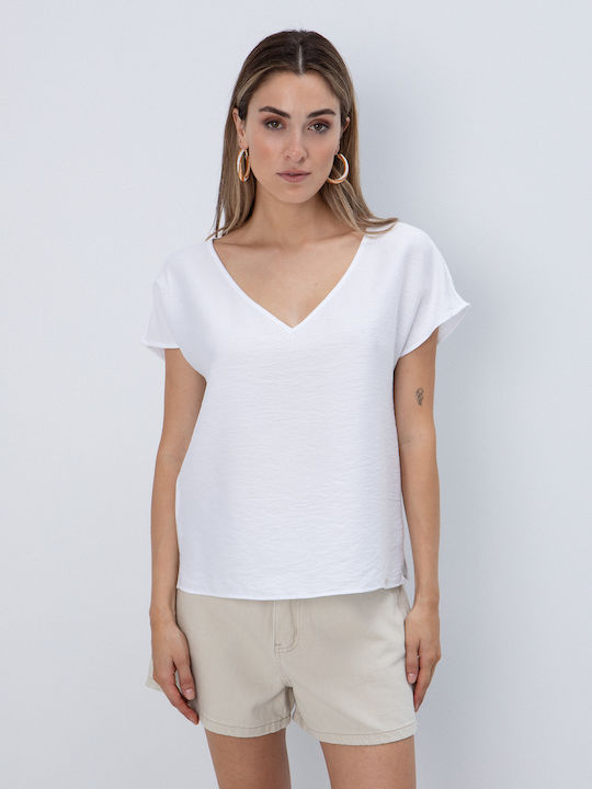 Toi&Moi Women's Blouse with V Neckline White