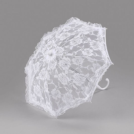 Umbrelă Decorativă Albă cu Dantelă Φ49