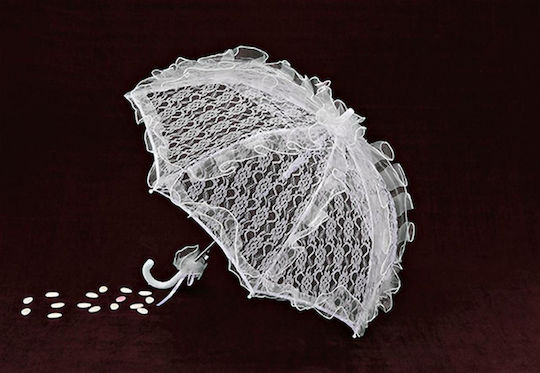 Bridal Umbrella White Lace Ruffle Φ77
