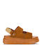 Leder Flache Sandalen für Damen Tabac Braun