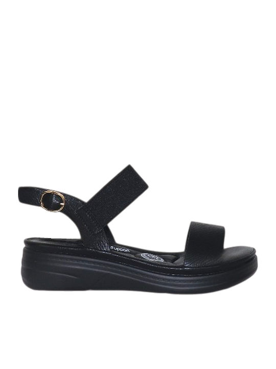 Γυναικεία Ανατομικά Σανδάλια Flatforms Μαύρα