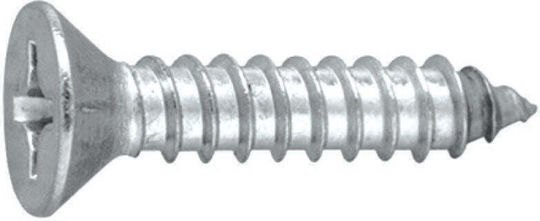 Sheet Metal Screw Cross Head Inox with Diameter M4.8 and Length 50mm, Fluted