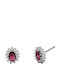 Verame Silver Earrings with Red Stones