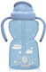 Lorelli Детска Чаша с Дръжки и Сламка Sport Animals от Силикон Синя 325ml