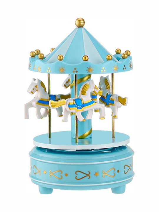 Christmas Decorative Carousel Light Blue with Music and Motion 18x11x11cm