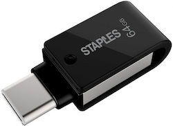 Staples K23 Usb Stick 64gb Usb-a/usb-c Black