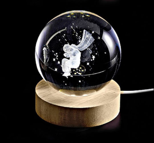 Decorative Lamp Wooden Base Small Crystal Ball