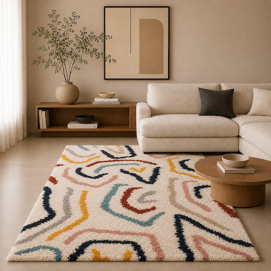 Zottelig Noelia Wohnzimmer Teppich Rechteckig Ecru 120x170cm