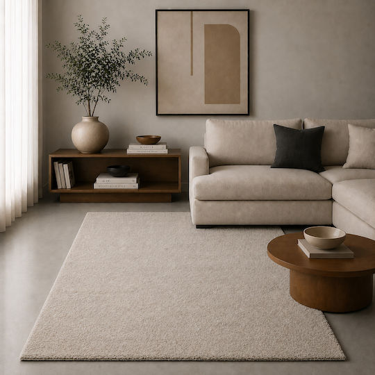 Soft Touch Wohnzimmer Teppich Rechteckig Ecru 140x190cm