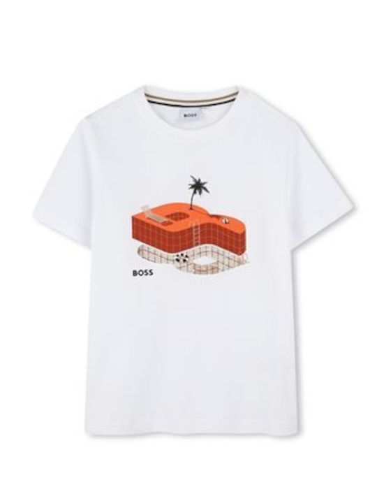 Kinderoberteile T-Shirt Weiß Orange