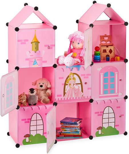 Relaxdays Sistem De Depozitare Jucării Din Plastic Roz 110x37x128cm