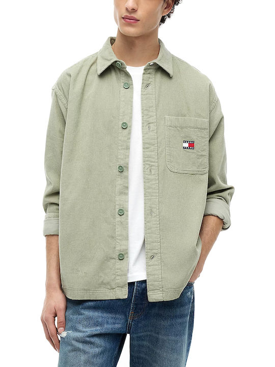 Tommy Hilfiger Μακρυμάνικo Κοτλέ Overshirt σε Φαρδιά Γραμμή Χακι