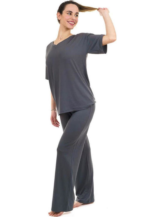 Dustin Summer Women's Cotton Pyjama Set Gray