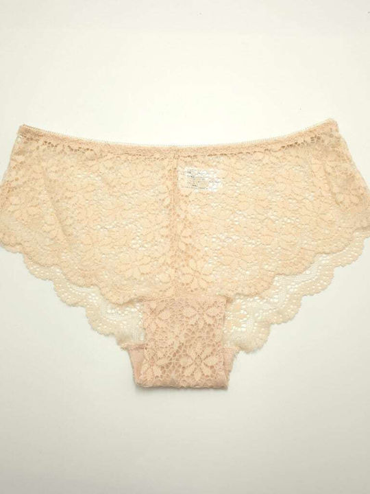Topaki Women's Brief Slip with Beige Lace