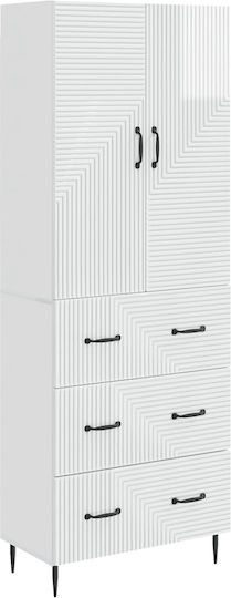 Wall Living Room Cabinet Made of Particle Board White 66x34.5x90cm