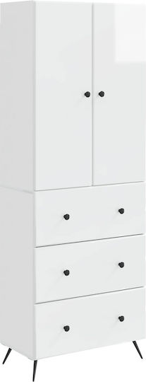 Wall Living Room Cabinet made of Wood and Metal White 66x34.5x90cm