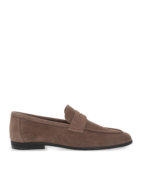 Suede Men's Loafers in Tabac Brown Colour
